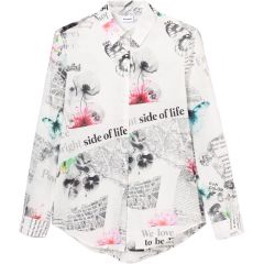 Ing Desigual. Feliratos és virágos hosszú ujjú ing 24WWCW20
