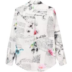 Ing Desigual. Feliratos és virágos hosszú ujjú ing 24WWCW20