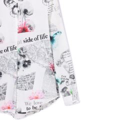 Ing Desigual. Feliratos és virágos hosszú ujjú ing 24WWCW20