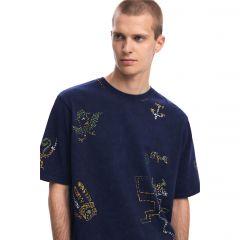 Póló Desigual. T-shirt With Tribal Embroidery 25SMTK26