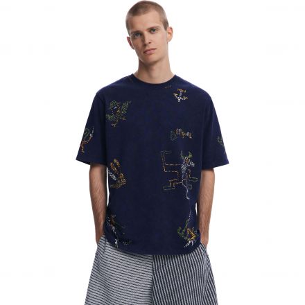 Póló Desigual. T-shirt With Tribal Embroidery 25SMTK26