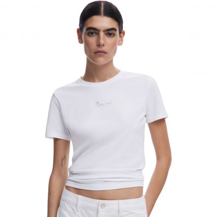 Póló Desigual. Rhinestone Logo T-shirt 25SWTK15