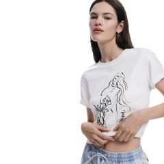 Póló Desigual. Floral T-shirt Feminine Silhouette 25SWTKAB