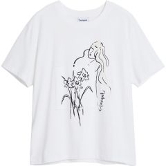 Póló Desigual. Floral T-shirt Feminine Silhouette 25SWTKAB