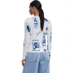 Pulóver Desigual. Tropical Stamps Sweater Blue 25SWJF32