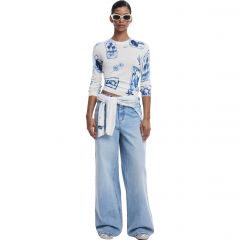 Pulóver Desigual. Tropical Stamps Sweater Blue 25SWJF32