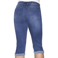 Rövidnadrág Sunbird 7385 Középkék gumis derekú Capri nadrág