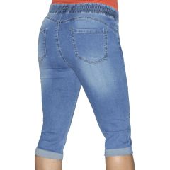 Rövidnadrág Sunbird 7383 Világoskék gumis derekú Capri nadrág