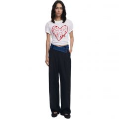 Póló Desigual. 25WWTK50 Fűzős szív mintás póló