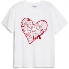 Póló Desigual. 25WWTK50 Fűzős szív mintás póló