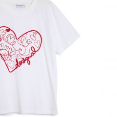Póló Desigual. 25WWTK50 Fűzős szív mintás póló