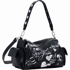 Női táska Desigual. 25WAXPA6 Közepes méretű, bőrhatású, betűmintás bowlingtáska