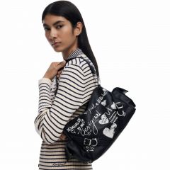 Női táska Desigual. 25WAXPA6 Közepes méretű, bőrhatású, betűmintás bowlingtáska