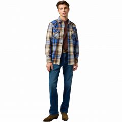 Ing Wrangler® 112371431 Premium Regular Western Indigo Shirt Blue Brown Ing Wrangler® 112371431 Premium Regular Western Indigo Shirt Blue Brown