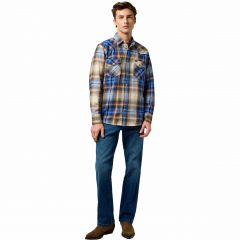 Ing Wrangler® 112371431 Premium Regular Western Indigo Shirt Blue Brown Ing Wrangler® 112371431 Premium Regular Western Indigo Shirt Blue Brown