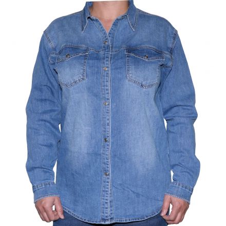 Ing M. Sara Denim 2238 Classic Oversize Stretch Denim Shirt Ing M. Sara Denim 2238 Classic Oversize Stretch Denim Shirt