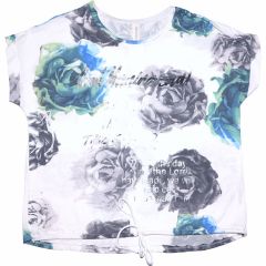 Póló •MONDAY••Italy• 1172 Good Morning szürke virágmintás női póló