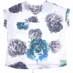 Póló •MONDAY••Italy• 1172 Good Morning szürke virágmintás női póló