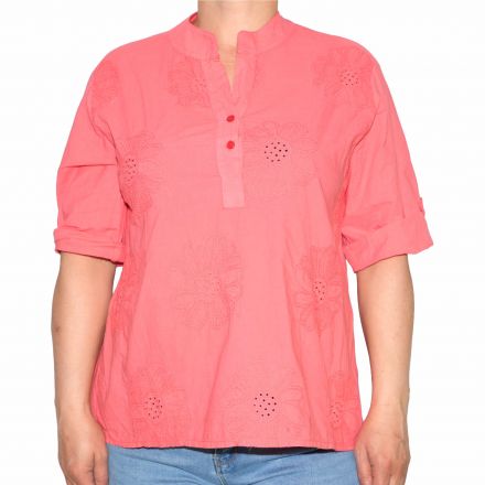 Póló •MONDAY••Italy• 4014 Virágos-hímzett pamutnői póló