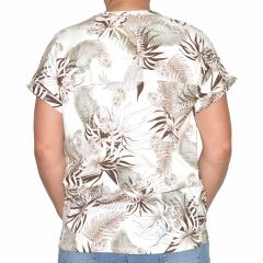 Póló •MONDAY••Italy• 1172 Good Morning bézs virágmintás női póló