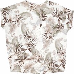 Póló •MONDAY••Italy• 1172 Good Morning bézs virágmintás női póló