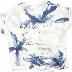 Póló •MONDAY••Italy• 1172 Good Morning kék virágmintás női póló