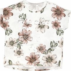 Póló •MONDAY••Italy• 1172 Good Morning barna virágmintás női póló