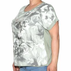 Póló •MONDAY••Italy• 1076 Környakú keki virágmintás rugalmas pamut póló