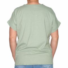 Póló •MONDAY••Italy• 1076 Környakú keki virágmintás rugalmas pamut póló