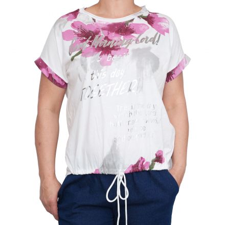 Póló •MONDAY••Italy• 1172 Good Morning bordó virágmintás női póló