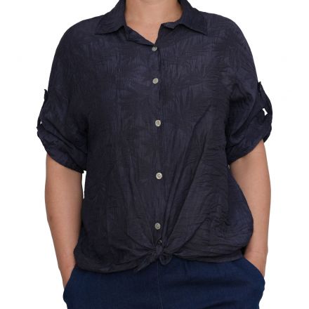 Ing •MONDAY••Italy• 6883 Anyagában mintás organikus pamut sötétkék ing Ing •MONDAY••Italy• 6883 Anyagában mintás organikus pamut sötétkék ing