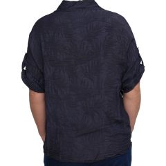 Ing •MONDAY••Italy• 6883 Anyagában mintás organikus pamut sötétkék ing