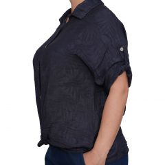 Ing •MONDAY••Italy• 6883 Anyagában mintás organikus pamut sötétkék ing