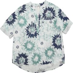 Póló •MONDAY••Italy• 40159 Természetes pamut zöld virágos nőipóló