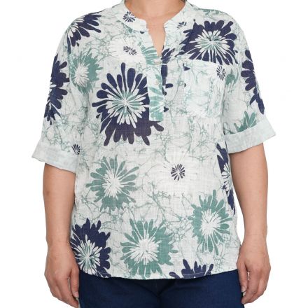 Póló •MONDAY••Italy• 40159 Természetes pamut zöld virágos nőipóló