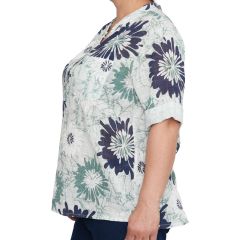 Póló •MONDAY••Italy• 40159 Természetes pamut zöld virágos nőipóló